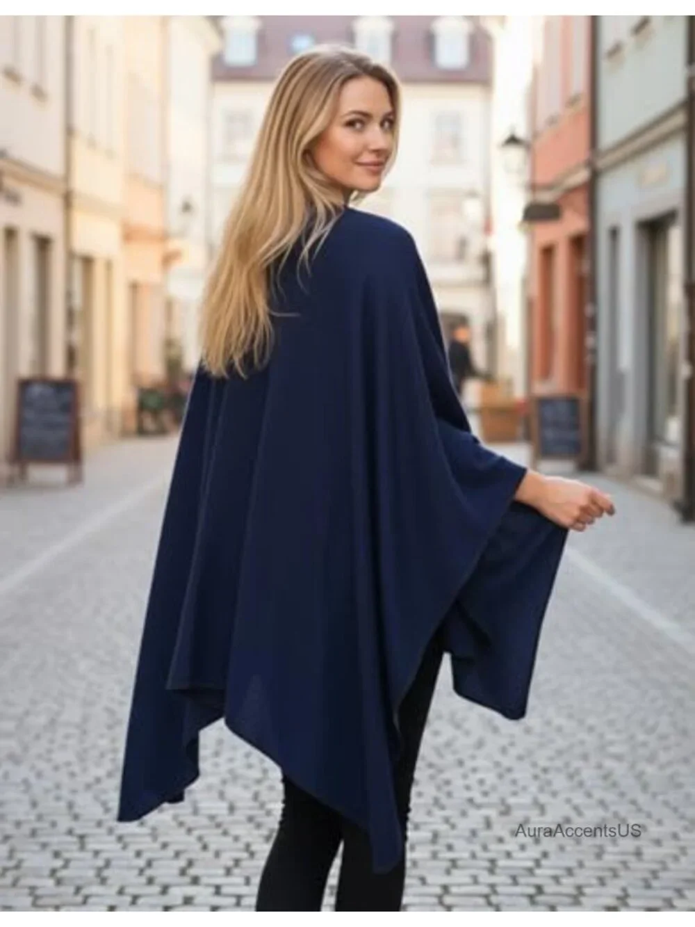 Plaid Shawl Wrap Open Front Poncho Cape Oversized Cardigan Fall Winter